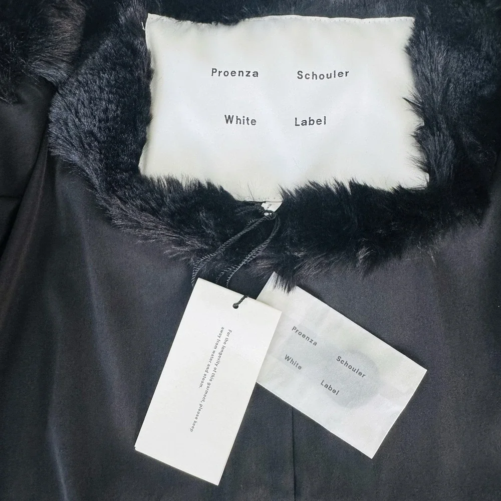 Proenza Schouler Penelope Faux Fur Coat White Label Women's Size Medium Black - Picture 3 of 9